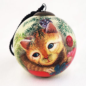 Li Bien Handpainted Lovely-Cat Ornament