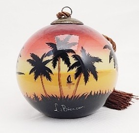 Palm - Li Bien Inside Painted Glass Ornament - Australian Exclusive