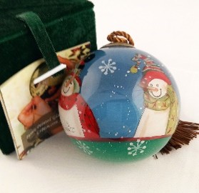 Smiling Snowman - Li Bien Inside Painted Glass Ornament - Australian Exclusive