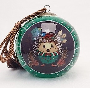 Hedgehog Green - Li Bien Inside Painted Glass Ornament