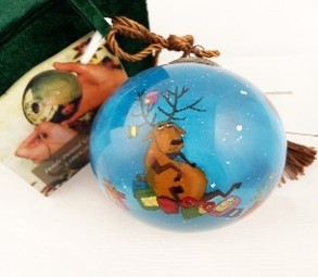 Festival Deer - Li Bien Inside Painted Glass Ornament