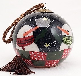Night Sky Snowman - Li Bien Inside Painted Glass Ornament - Australian Exclusive