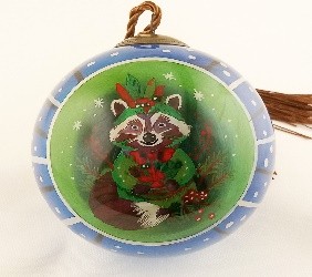 Raccoon - Li Bien Inside Painted Glass Ornament