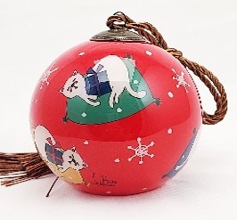 Sleeping Kittens - Li Bien Inside Painted Glass Ornament - Australian Exclusive