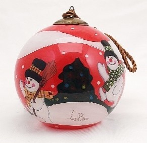 Snowman Yeti on Duty - Li Bien Inside Painted Glass Ornament - Australian Exclusive
